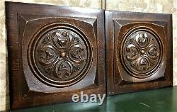 Pair scroll leaf decorative carving panel Antique french architectural salvage