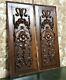 Pair Scroll Leaf Flower Wood Carving Panel Antique French Architectural Salvage