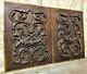 Pair Scroll Leaf Fruit Wood Carving Panel Antique French Architectural Salvage