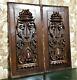 Pair Scroll Leaf Vase Wood Carving Panel Antique French Architectural Salvage