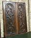 Pair Scroll Leaf Wood Carving Panel Antique French Oak Architectural Salvage