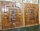 Pair Scroll Leaf Wood Carving Panel Antique French Walnut Architectural Salvage
