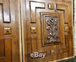 Pair scroll leaf wood carving panel Antique french walnut architectural salvage