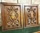 Pair Scroll Leaves Walnut Carving Panel Antique French Architectural Salvage
