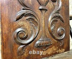 Pair scroll leaves wood carving panel Antique french architectural salvage 21
