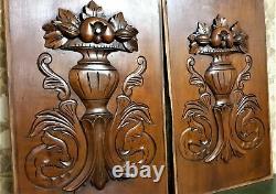 Pair sea monter scroll leaves carving panel Antique french architectural salvage