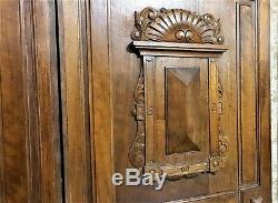Pair shell gothic design panel antique french wood carving architectural salvage