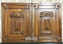 Pair shell with scroll carving panel antique french architectural salvage 17