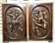 Pair Solid Fishing Trophy Carving Panel Antique French Architectural Salvage 22