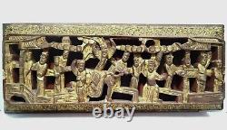 Panel Chinese Carved IN Top Relief 19° S Wood Gilded Perforated