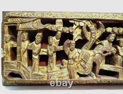 Panel Chinese Carved IN Top Relief 19° S Wood Gilded Perforated