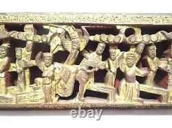 Panel Chinese Carved IN Top Relief 19° S Wood Gilded Perforated