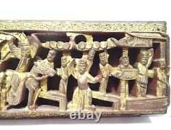 Panel Chinese Carved IN Top Relief 19° S Wood Gilded Perforated