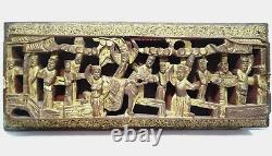 Panel Chinese Carved IN Top Relief 19° S Wood Gilded Perforated