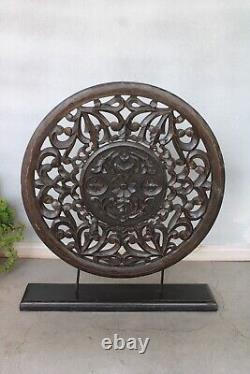 Panel Round Wood Medallion Teak Wood Wall Panel Wooden Carving Tabl decor