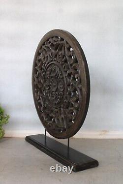 Panel Round Wood Medallion Teak Wood Wall Panel Wooden Carving Tabl decor