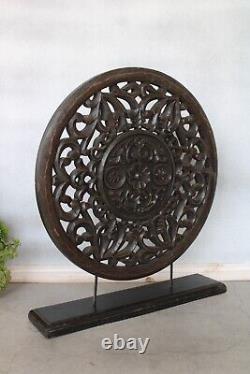 Panel Round Wood Medallion Teak Wood Wall Panel Wooden Carving Tabl decor