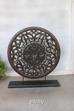 Panel Round Wood Medallion Teak Wood Wall Panel Wooden Carving Tabl decor