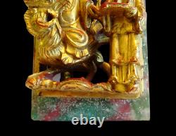 Panneau Chinois Sculpte En Haut Relief 19°s Chinese Wood Carved Gilded Panel