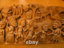 Papua New Guinea Kipa Gaindimi Story Board hand Carved Wood Panel