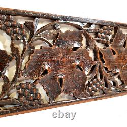 Pierced lace grapes vine wood carving panel Antique French architectural salvage