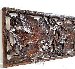 Pierced lace grapes vine wood carving panel Antique French architectural salvage