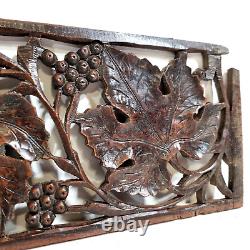 Pierced lace grapes vine wood carving panel Antique French architectural salvage