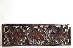 Pierced lace grapes vine wood carving panel Antique French architectural salvage