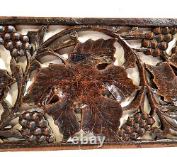 Pierced lace grapes vine wood carving panel Antique French architectural salvage