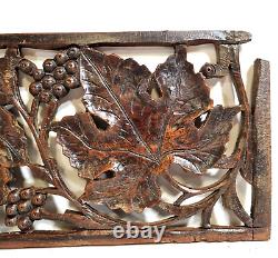 Pierced lace grapes vine wood carving panel Antique French architectural salvage