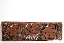 Pierced lace grapes vine wood carving panel Antique French architectural salvage