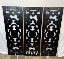 Pottery Barn Carved Wood Triptych Wall Hanging Wall Art 3 panels #8123572