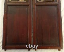 Pr. Antique Chinese Carved Hardwood Panels withFemale & 24k Trim. 50 tall