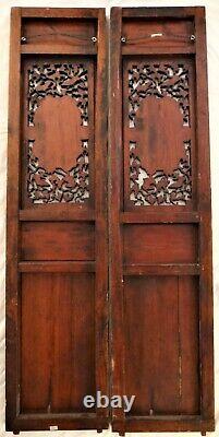 Pr. Antique Chinese Carved Hardwood Panels withFemale & 24k Trim. 50 tall