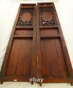 Pr. Antique Chinese Carved Hardwood Panels withFemale & 24k Trim. 50 tall