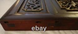 Pr. Antique Chinese Carved Hardwood Panels withFemale & 24k Trim. 50 tall