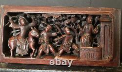 Qing Dynasty Red Wood Carved Panel Ambush Of Confucius By Huan Tui Beautiful 12