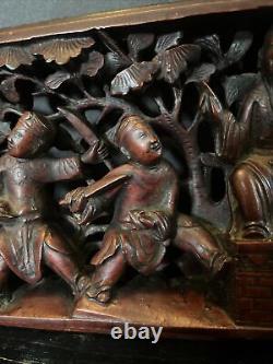 Qing Dynasty Red Wood Carved Panel Ambush Of Confucius By Huan Tui Beautiful 12