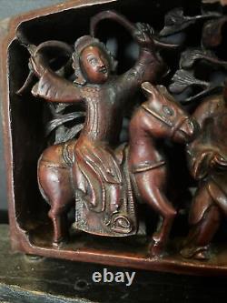 Qing Dynasty Red Wood Carved Panel Ambush Of Confucius By Huan Tui Beautiful 12
