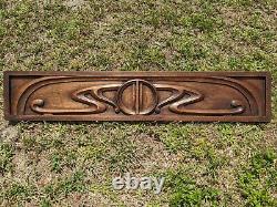 RARE Antique Art Nouveau Carved Wood Panel Wall Hanging Pediment 49 x 9 WOW