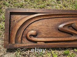 RARE Antique Art Nouveau Carved Wood Panel Wall Hanging Pediment 49 x 9 WOW