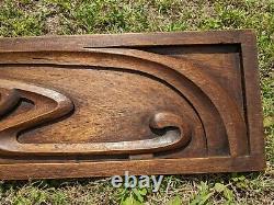 RARE Antique Art Nouveau Carved Wood Panel Wall Hanging Pediment 49 x 9 WOW