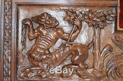 RARE French Antique Gothic Carved Wood Pediment Panel Griffin Dragon Centaur