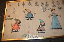 Rare Anri Italy Snow White and The Seven Dwarves Handcarved Wood Wall Panel
