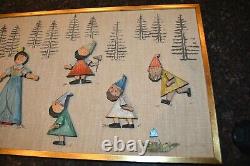 Rare Anri Italy Snow White and The Seven Dwarves Handcarved Wood Wall Panel