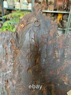 Rare Antique Handcrafted Wooden Kavadi Panel Goddess Sarasvati Carved Wall Panel