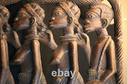 Rare BENIN WALL PLAQUE WOOD CARVING PANEL african