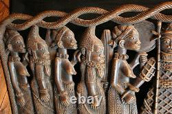 Rare BENIN WALL PLAQUE WOOD CARVING PANEL african