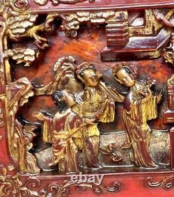 Rare Chinese Carved Wood Carved Panel from Opium / Wedding Bed, Qing Dynasty