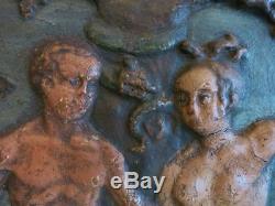 Rare Early 17thC Antique Adam and Eve Cartapesta Panel Carved Wood Panel